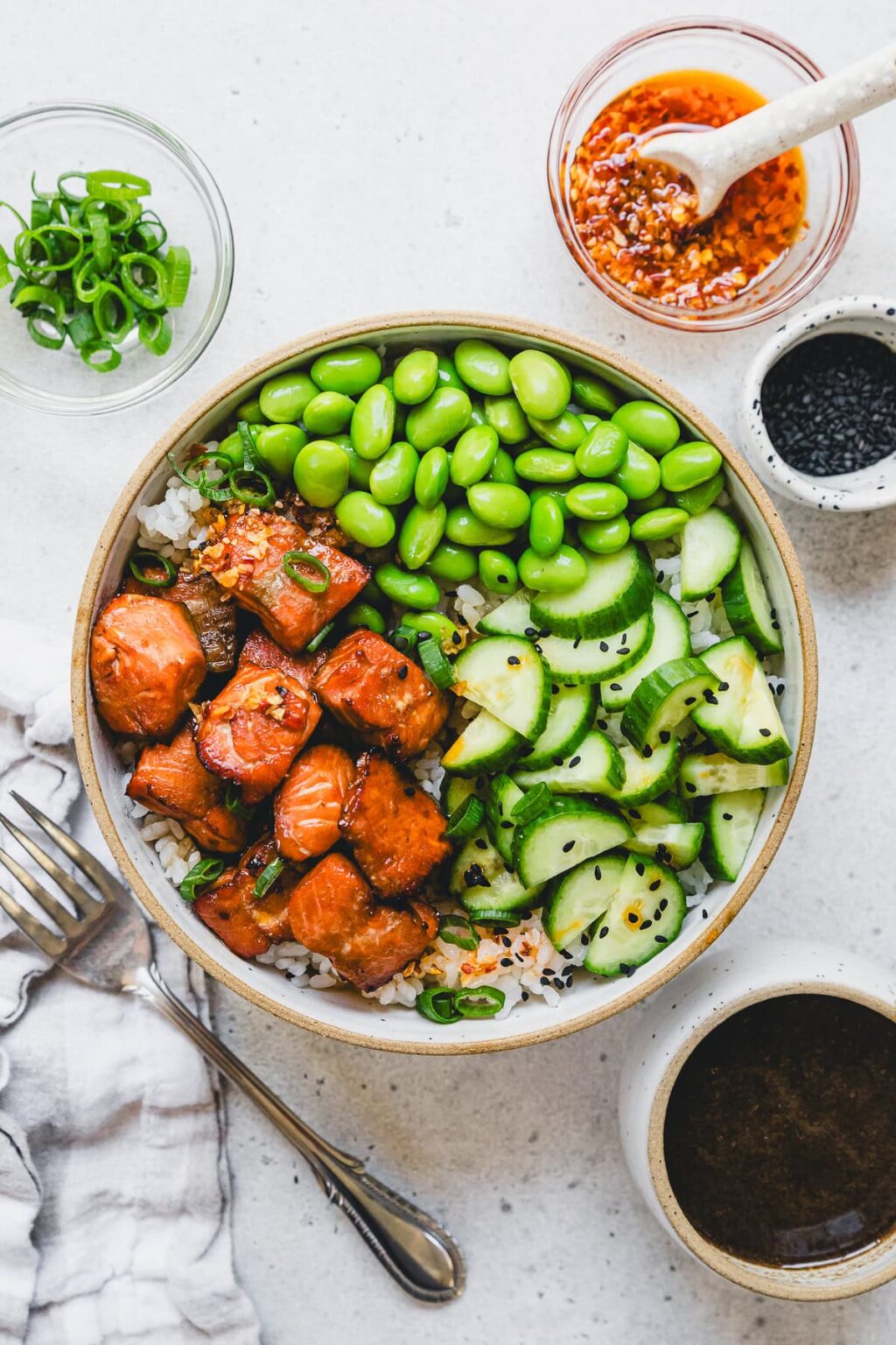 „Teriyaki“ lašišos dubuo (oro keptuvė arba orkaitė)